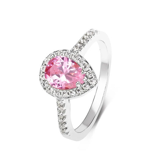 Simplicity Pink Teardrop Ring