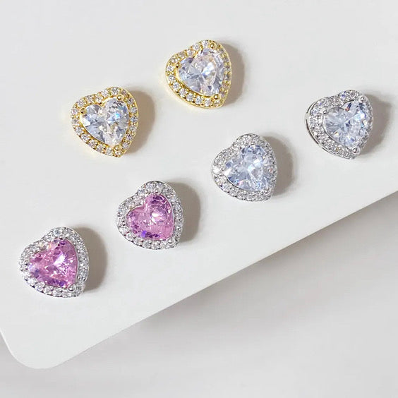 Love Heart Cubic Zirconia Studs