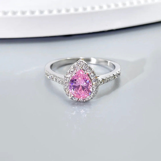 Simplicity Pink Teardrop Ring