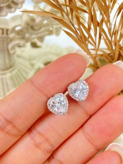 Love Heart Cubic Zirconia Studs
