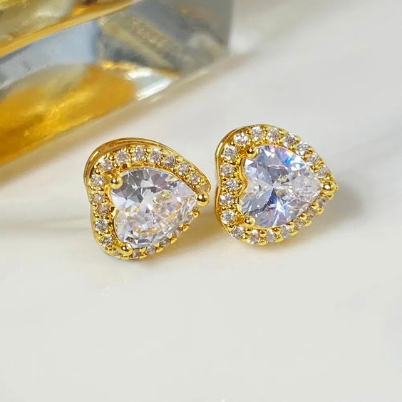 Love Heart Cubic Zirconia Studs