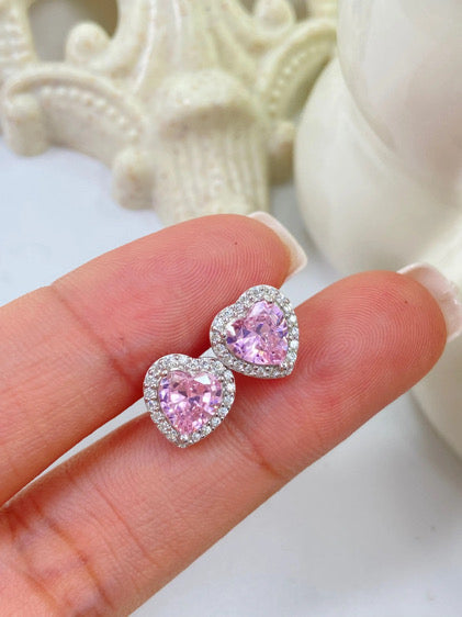 Love Heart Cubic Zirconia Studs