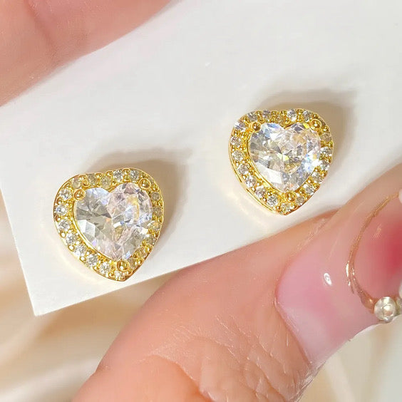 Love Heart Cubic Zirconia Studs